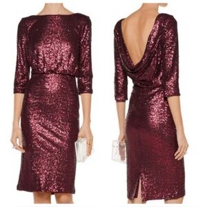 Badgley Mischka Merlot Sequin Sheath - Size 2